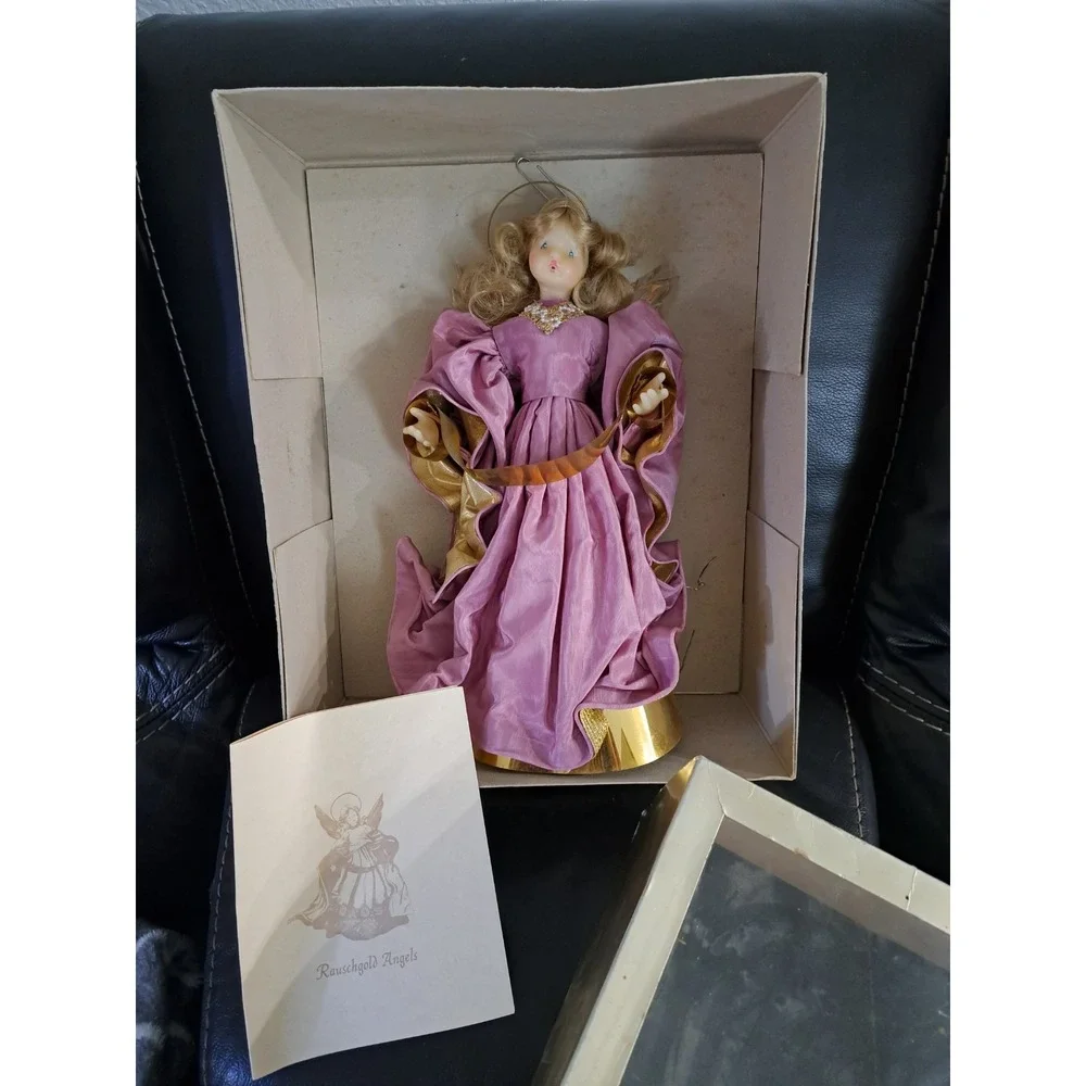 Serendipity Rauschgold Wax Angel Doll Tree Topper Feather Wings 13